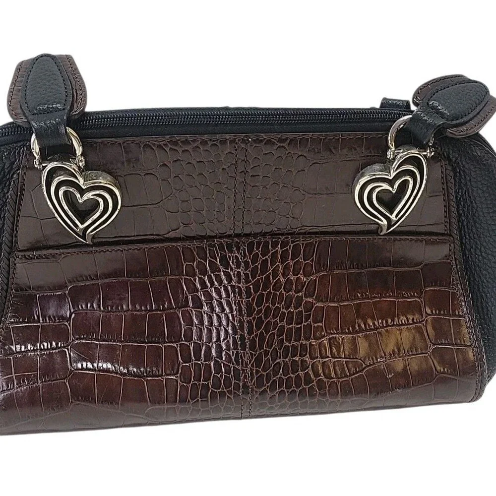 Brighton Shoulder Bag‎ Womens Brown Black Pewter Aligator Leather